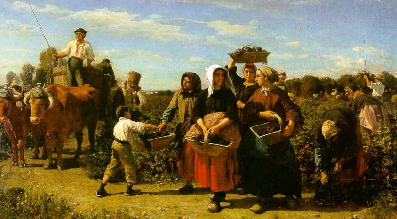 Jules Breton The Vintage at the Chateau Lagrange china oil painting image